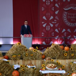 Premier Mateusz Morawiecki podczas obchodów III Edycji Ogólnopolskiego Święto „Wdzięczni Polskiej Wsi”